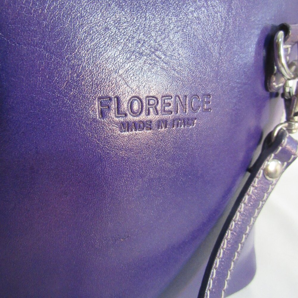 ITALIAN LEATHER  BAG. PURSE, VIOLET COLOR, BACK POCKET, EXCEL COND - Picture 16 of 16